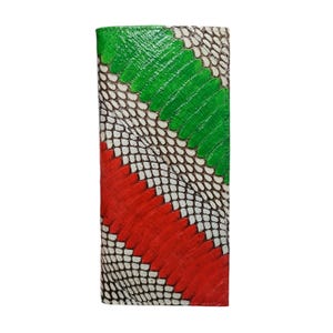 Genuine Cobra Skin Men's Long Wallet Grey Unisex Orange Green Stripes