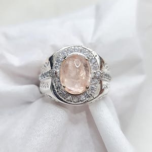 Anello da uomo in metallo misto con morganite, berillo e alpaca naturali da 5,15 ct