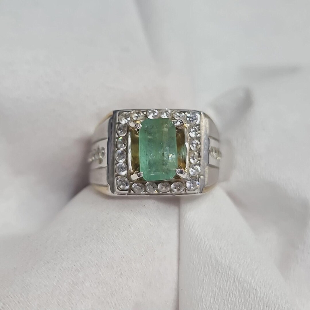 Silver Beryl Rings Natural Emerald Beryl Silver Handmade Mens Ring - Etsy