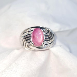 天然5.55カラット スタールビー シルバー ハンドメイド メンズリング