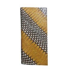 Genuine Cobra Skin Men's Long Wallet Grey Unisex Khaki Stripes