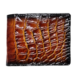Bruine alligator lederen portemonnee heren lederen skin, handgemaakte leren portemonnee voor heren, gepersonaliseerde herenportemonnee
