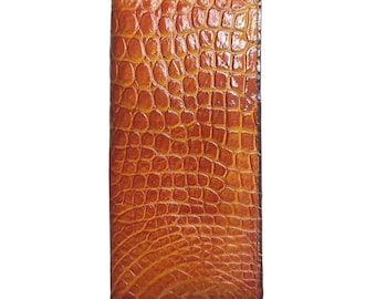 Brown Alligator Skin Long Wallet, Handmade Leather Unisex Wallet
