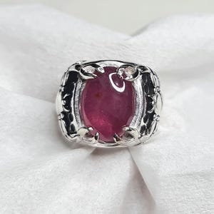 Natürliche 6.65 CT Rubin Alpaka Mischmetall Herrenring Skorpion Ring