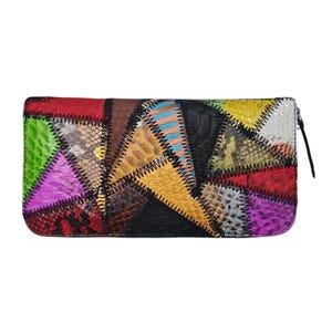 Genuine Python Snake Skin Women Long Wallet Multicolor Purse