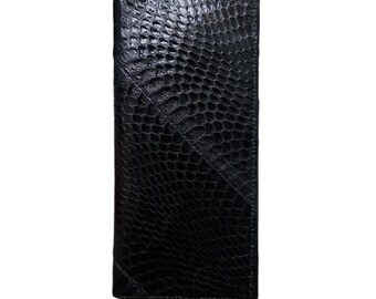 Oryginalny męski portfel z motywem skóry węża kobry, unisex, czarny