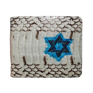 Genuine Grey Cobra Snake Skin Men's Wallet Bifold Star Of Davis Mark