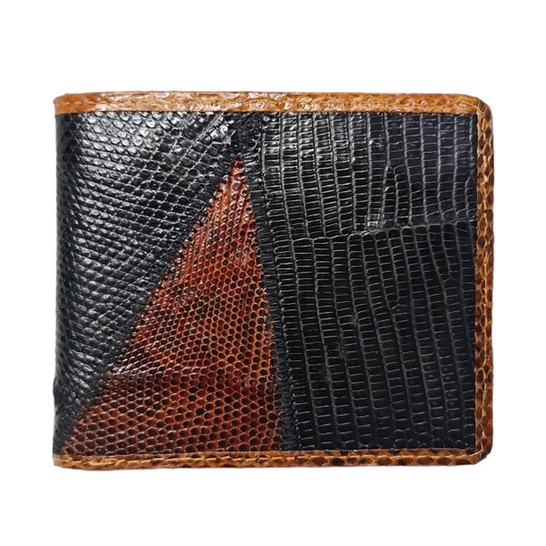 Real Monitor Lizard Combi Snake Skin Men's Wallet Bifold Black Brown