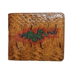 Bifold Brown Cobra Snake Wallet Men's Bifold Exotic Handmade Wallet Dragon Mark