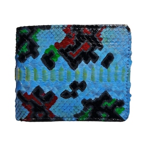 Genuine Snake Wallet Skin Men's Phyton Sanca Multicolor Wallet Short Bifold Exotic With Hand painting