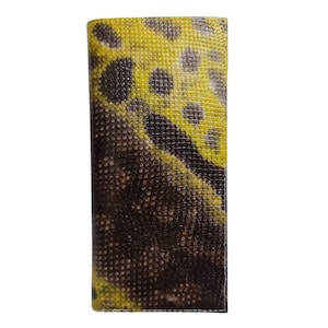 Handmade TrunkSnake Wallet Skin Men's Long Wallet Unisex Brown Yellow
