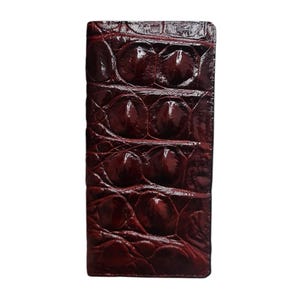 Dark Brown Alligator Genuine Horn Leather Skin Long Wallet, Handmade Leather Unisex Wallet Personalized Leather Wallet