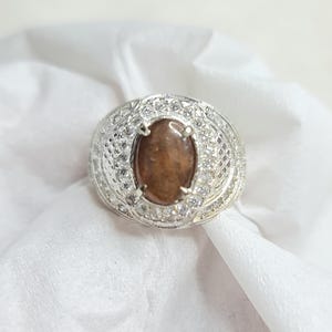 Unheated 2.35 CT Tanzanian Brown Sapphire Alpaca Mixed Metal Mens Ring
