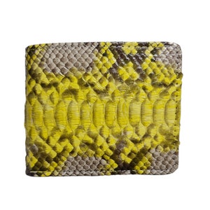 Genuine Phyton Sanca Snake Wallet Skin Men's Exotic Wallet Short Bifold Yellow