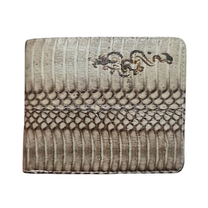 Genuine Cobra Snake Skin Men's Wallet Bifold Grey Dragon Mark