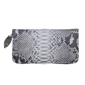 Genuine Python Snake Skin Women Long Wallet Grey Snake Purse Hand Wallet