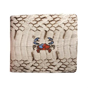 Cartera para hombre de piel de serpiente genuina Cobra con dos pliegues y marca de constelaciones de cáncer gris