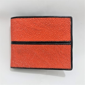 Echte Stingray Skin herenportemonnee Sport Red Black Lines