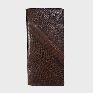 Lange herenportemonnee van echt cobra slangenleer, unisex, donkerbruine kleur