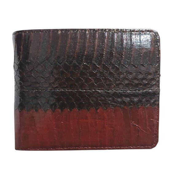 Genuine Dark Coffee Brown Cobra Snake Skin Bifold Mens Wallet