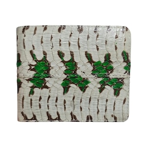Genuine Grey Green Cobra Snake Skin Men's Wallet Bifold Exotic Handmade Wallet
