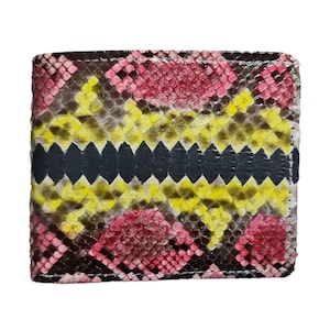 Genuine Snake Wallet Skin Men's Phyton Sanca Multicolor Wallet Short Bifold Exotic Best Gift