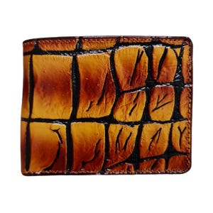 Gelb Braun Alligator Echte Horn Leder Haut Herren Brieftasche, Handgefertigte Leder Brieftasche für Männer, Personalisierte Herren Brieftasche Schwarz Venen