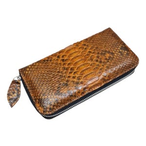 Genuine Python Snake Skin Women Long Wallet Brown Woman Snake Purse