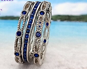 Sapphire rings, Toe rings, Sapphire ring set, Blue Sapphire, midi ring, Stackable ring, Toe rings for women, Ring sets