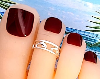 Sterling Silver Dolphin Toe Ring: Beach Ocean Jewelry