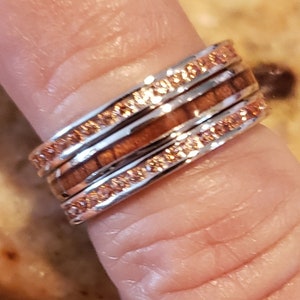 Hawaiian Koa Wood toe rings, Koa Wood CZ  Band, Toe ring set, Toe accessories, Toe rings for women, Toe ring gifts