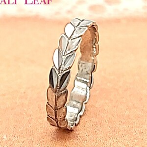 May include: A silver ring with a leaf design. The ring is called "Hawaiian Mali Leaf".