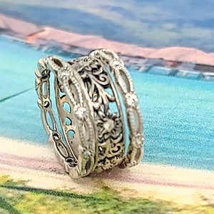 Sterling Silver Floral Toe Ring Set: CZ Stacking Rings