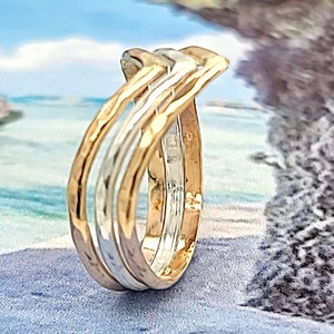 Triple V thumb ring Chevron thumb ring Thumb rings for women Triple Chevron Sterling Silver Gold ring Statement rings