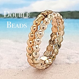 Sterling Silver Double Beaded Ring: 14k Gold Fill Midi/Toe Ring