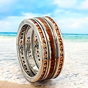 Sterling Silver Hawaiian Koa Wood Toe Ring Set with CZ
