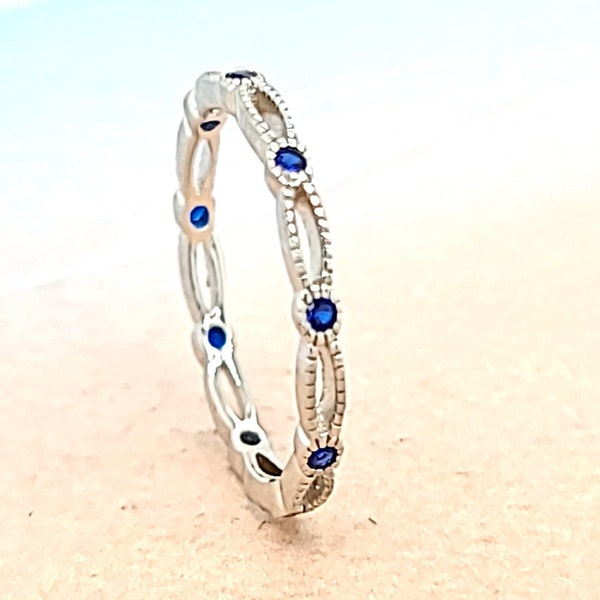 Sapphire band, Toe ring,  Sapphire rings, Blue Sapphire, midi ring, toe rings for women, Stackable ring, Toe rings for women,