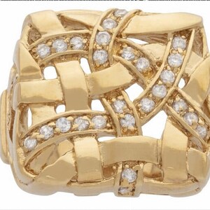 24k Gold Fill Braided Men&#39;s Ring with CZ