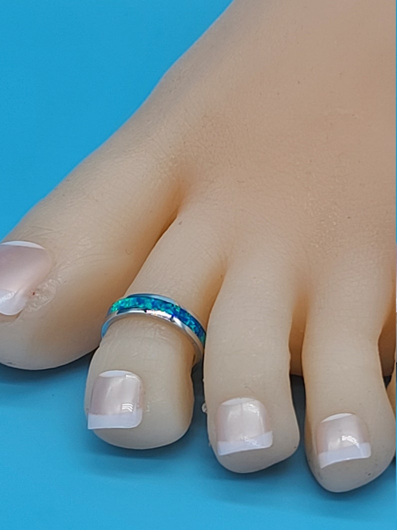 Blue opal toe ring women's custom fitted body jewelry Etsy