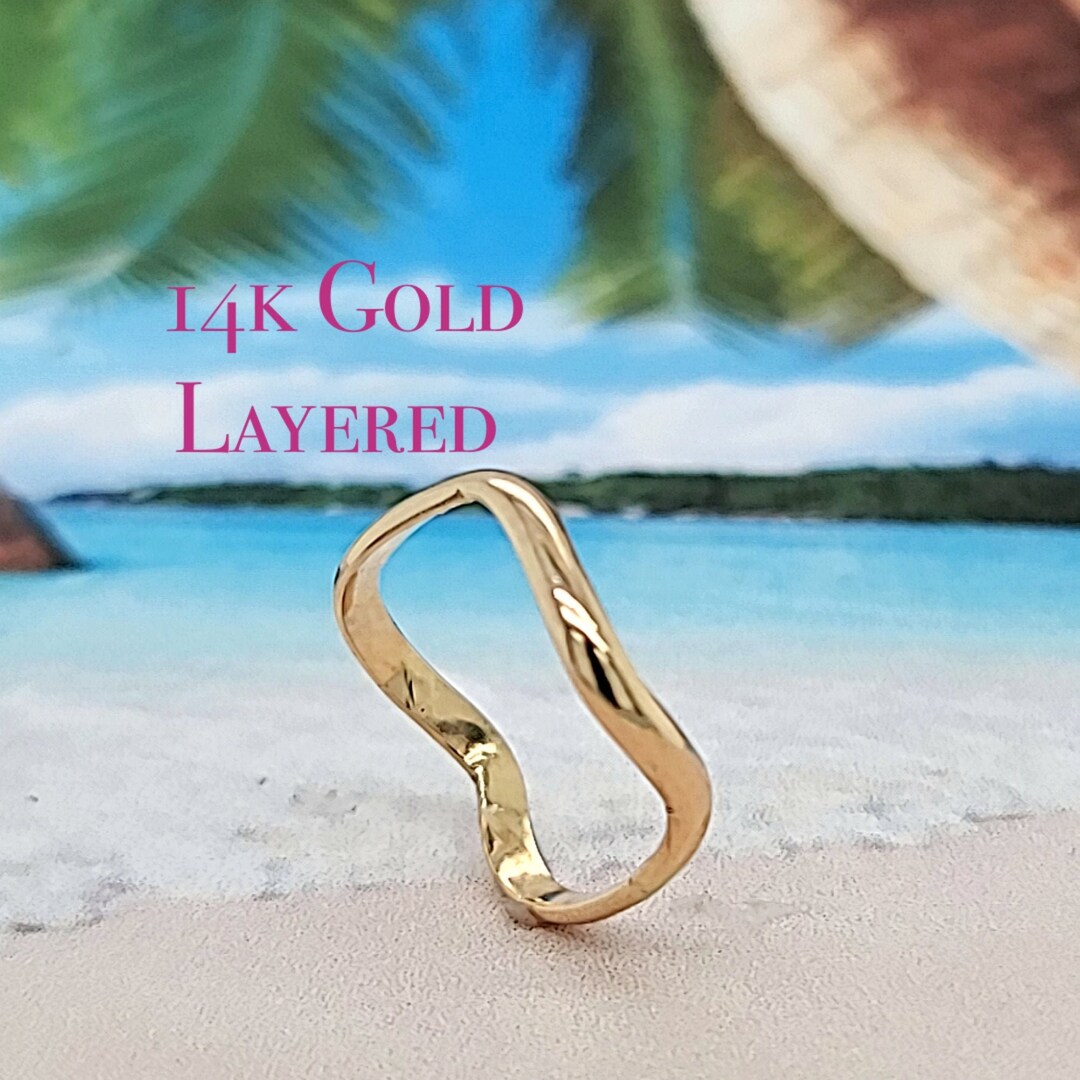 Toe Rings gold Wave Gold Ring Women's Toe Ring 14k Etsy