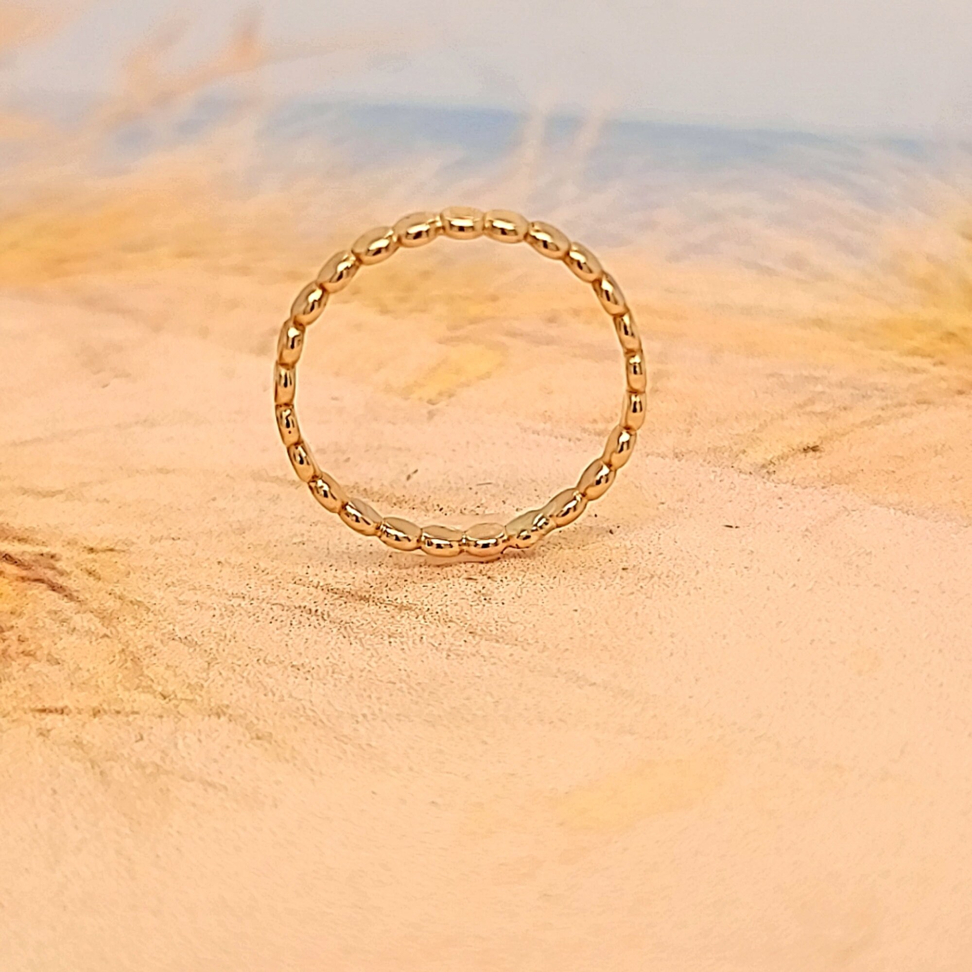 Gold beaded ring Flat gold bead Toe ring Women's toe Etsy