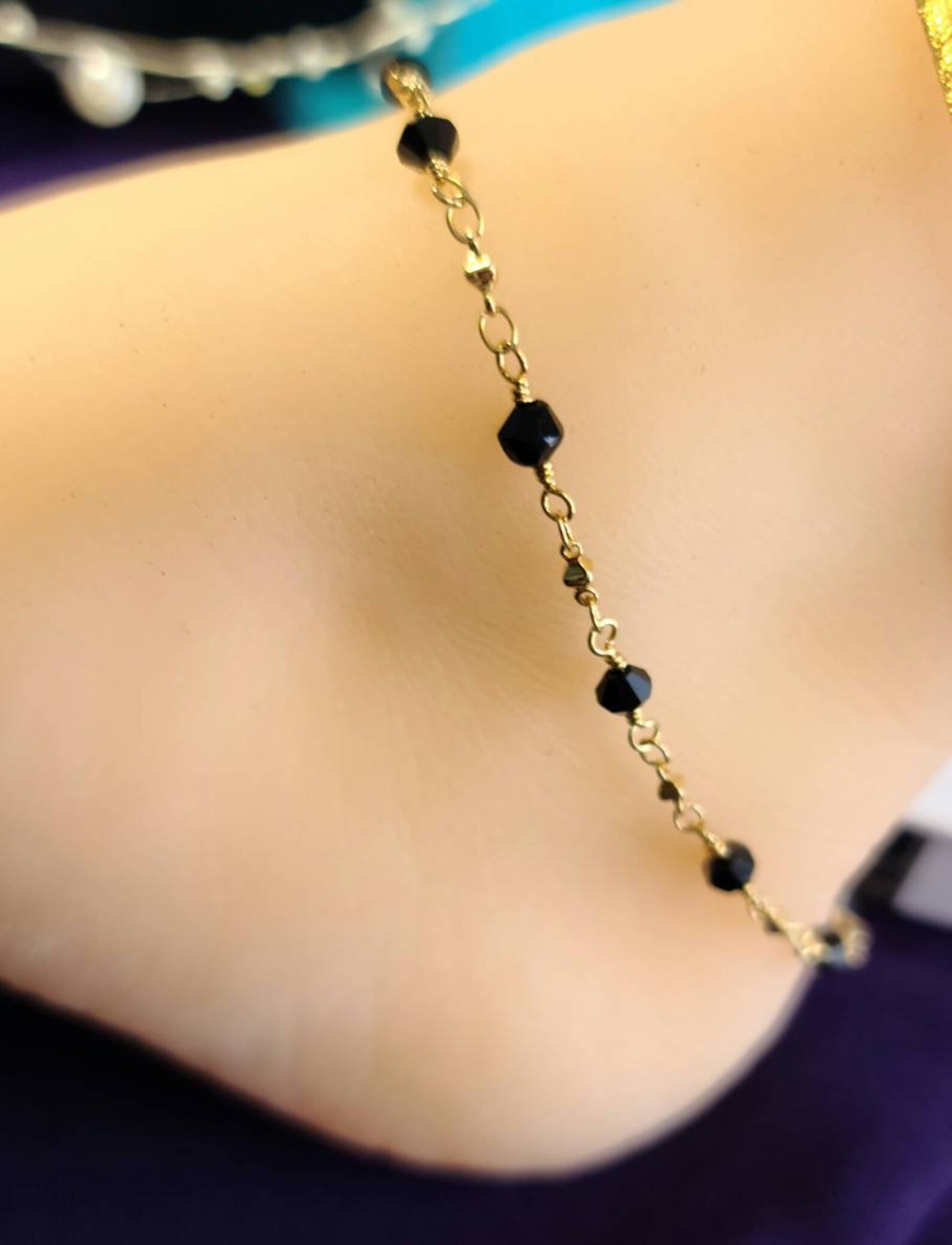 Anklet Black Bead Anklet Women's Anklet Ankle Bracelet Etsy