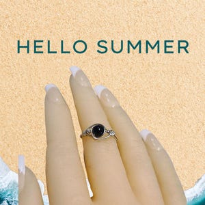 Black Onyx Sterling Silver Wire Wrapped Ring: Midi, Knuckle, Thumb Ring