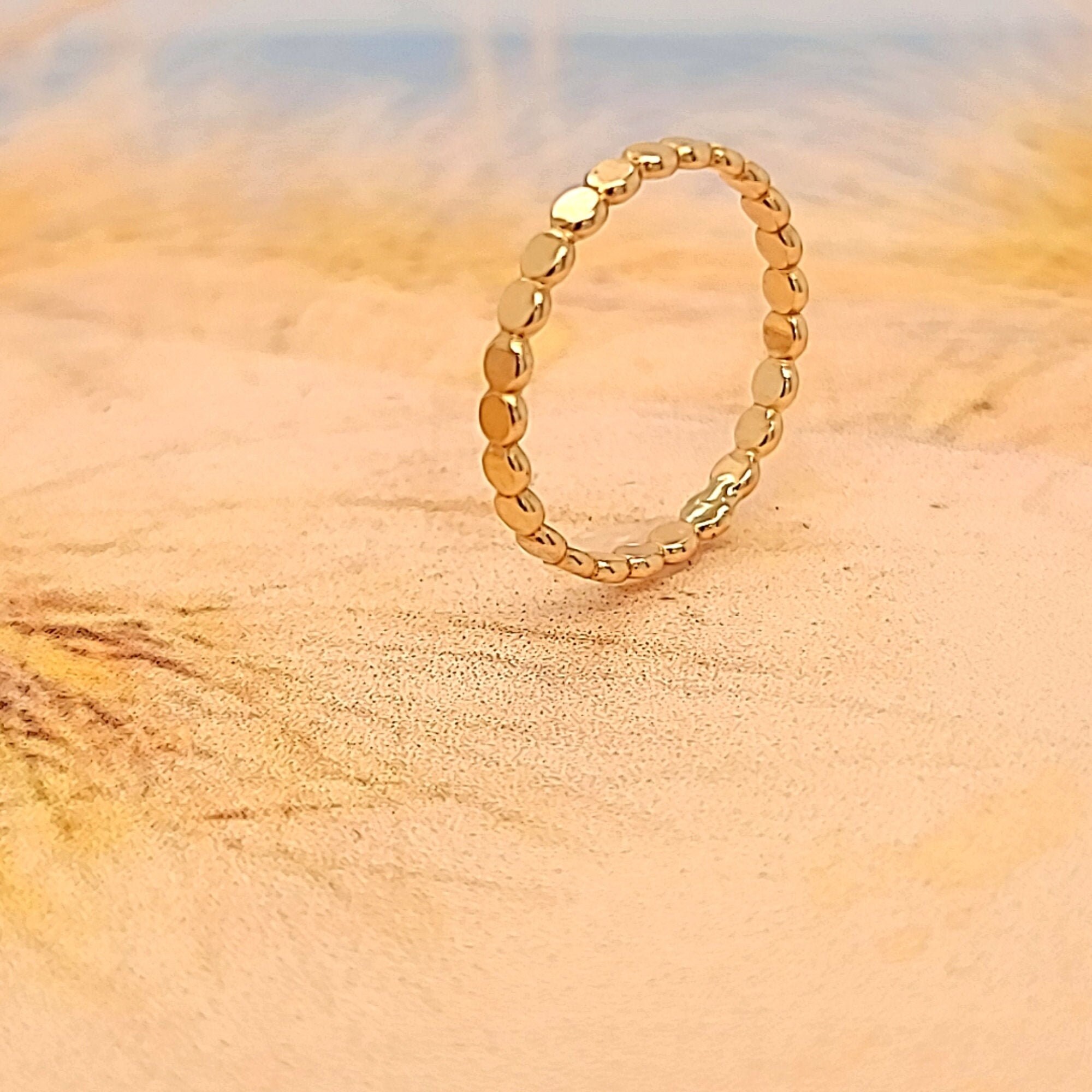 Gold beaded ring Flat gold bead Toe ring Women's toe Etsy