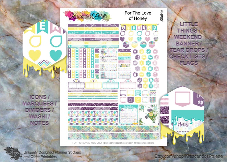 PRINTABLE Mini Happy Planner Stickers, for the LOVE of HONEY Planner ...