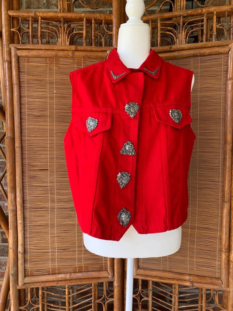 1990s Red Western Style Vest