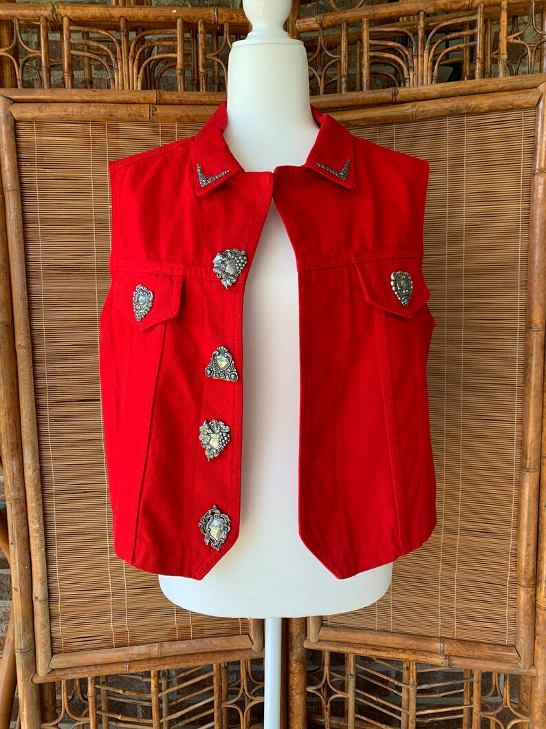 1990s Red Western Style Vest
