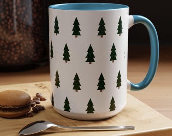 Minimal Pine Tree Pattern Mug | Accent Coffee Mug