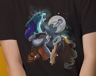 Three Legendary Moon (Shiny Edition) 100% Cotton T-Shirt | Three Wolf Moon Parody | Pokemon: Raikou, Entei, Suicune, Lunatone