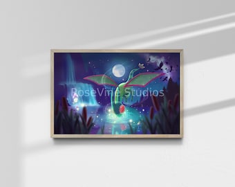 Tranquility physical print featuring Flygon | 11"x17" | Wall decor